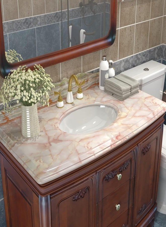JRM Marble Wallpaper Peel and Stick Waterproof Kitchen Countertop Wallpaper for Cabinets, Bathroom Self Adhesive Marble Wallpaper Removable and Decorative (Apricot Pink 60X200 CM, 1) - Image 5